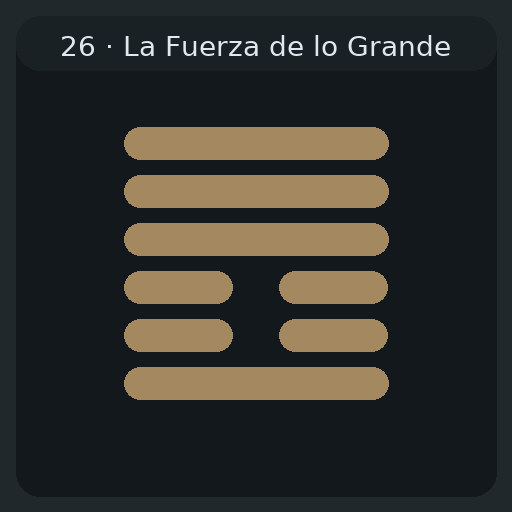 26 Fuerza de lo Grande — 大畜 Dà Chù