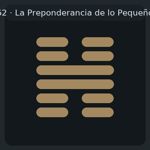 62 Preponderancia de lo Pequeño — 小過 Xiǎo Guò